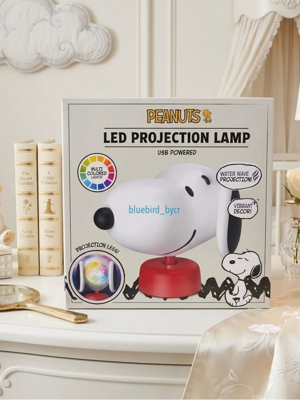 Peanuts LED Projection Lamp USB Powered Water Wave Projection Multicolored